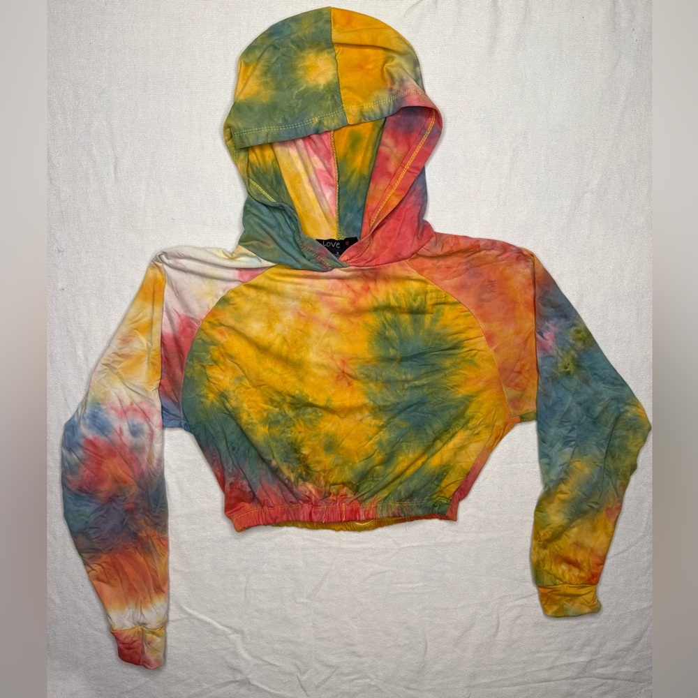 Vibrant Rainbow Tie-Dye Tracksuit Set by Love Crop Hoodie & Sweatpants
